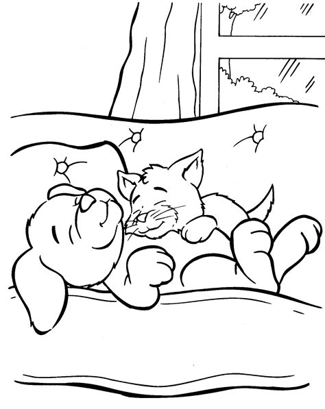 Puppy and kitty coloring pages. Kitten And Puppy Coloring Pages To Print - Coloring Home