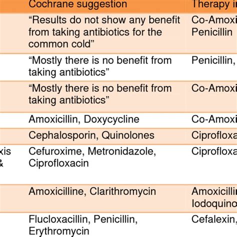 List Of Most Common Essential Antibiotics As Recommended By The World Download Table