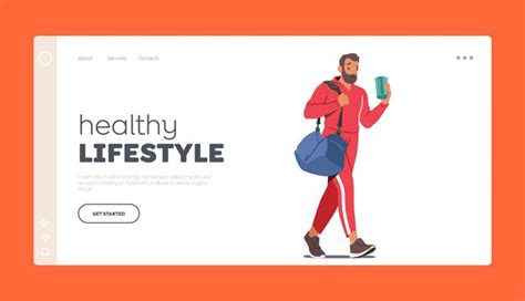 Premium Vector Healthy Lifestyle Landing Page Template Man Carrying A