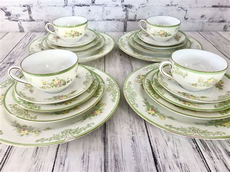 Vintage China Service for Four Noritake Nippon Spring Green | Etsy