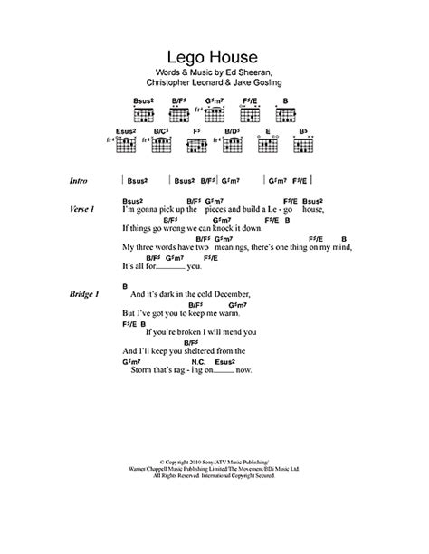 This song is metaphorical, it is not really talking about lego. Lego House sheet music by Ed Sheeran (Lyrics & Chords ...
