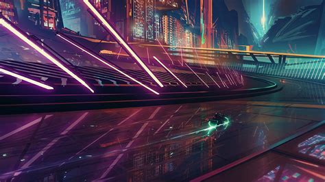 Science Fiction Cyberpunk Motorcycle Cityscape Neon Futuristic