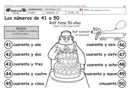 Daily exercises for learning spanish SPANISH KS2 Level 2: Numbers 41 to 50 | Teaching Resources