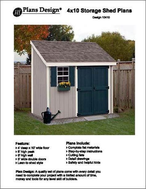 4 X 10 Storage Utility Garden Shed Building Plans Etsy