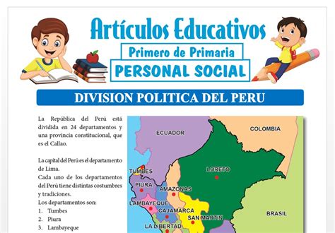 División Política Del Perú Para Primero De Primaria