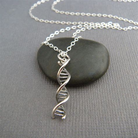Sterling Silver Dna Double Helix Necklace Anatomical Human Etsy