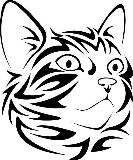 Tribal Cat Face Looking Right Vinyl Decal Silhouette Art Art Animal