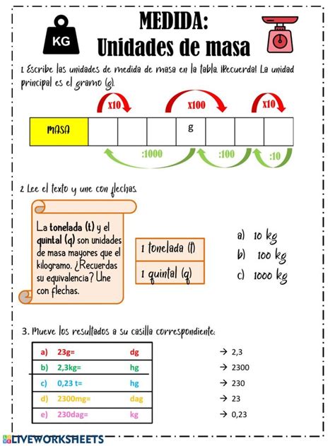 Unidades De Medida Masa Ficha Interactiva Preschool Activity Math