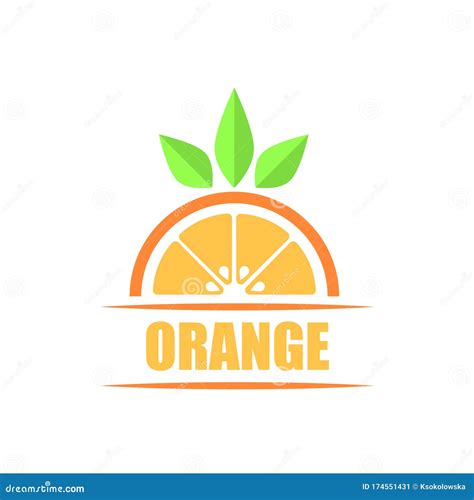 Orange Fruit With Leaves Fresh Juice Logo Vector Stock Illustration