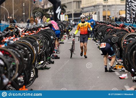 Popular Biathlon Race in the Streets of Madrid Editorial Stock Photo
