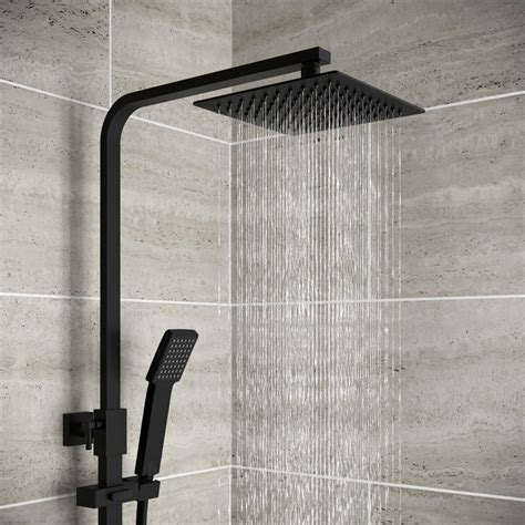 Galway Square Matt Black Thermostatic Bath Filler Shower Set Bathroom