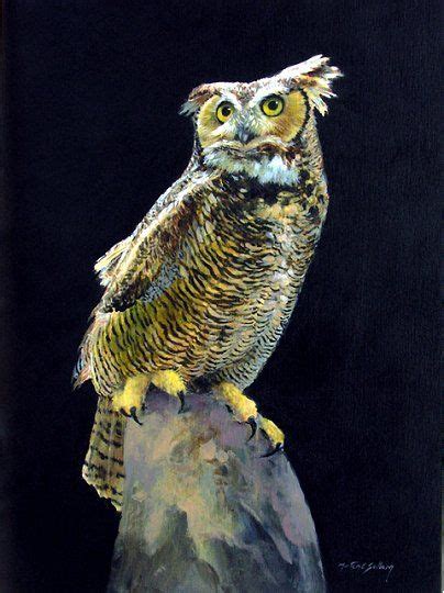 Original Painting Of A Great Horned Owl By Morten E Solberg Owl