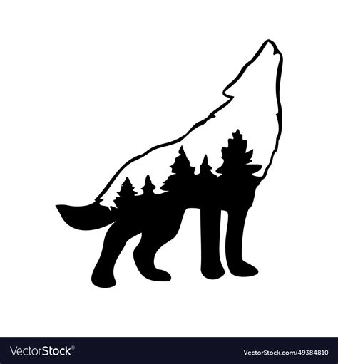 Howling Wolf Silhouette Image Royalty Free Vector Image