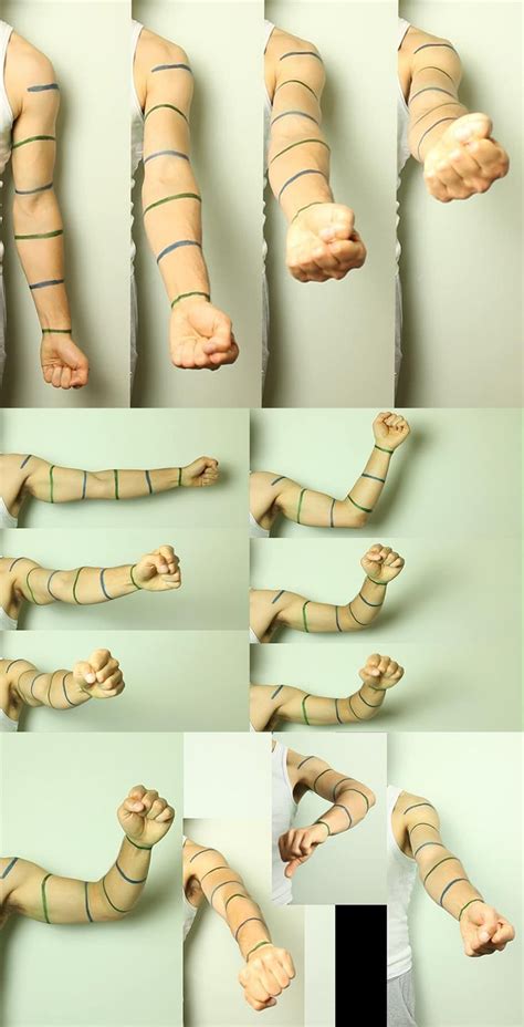 Multiple Images Of The Legs And Arms Of A Person With Bandages On Their