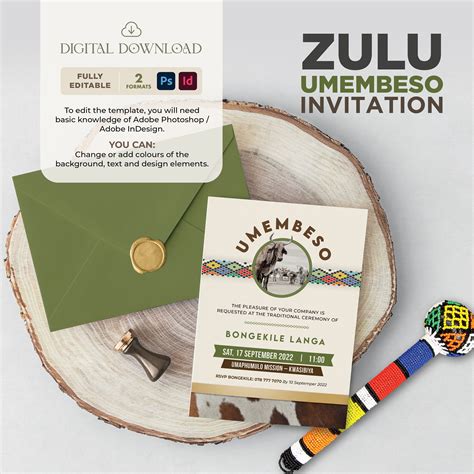 Editable Zulu Traditional Ceremony Invitation Etsy