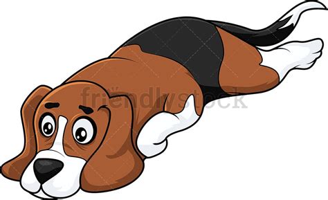 Beagle Dog Laying Down Feeling Sad Cartoon Clipart Vector