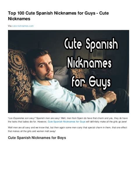 top 100 cute spanish nicknames for guys cute nicknames