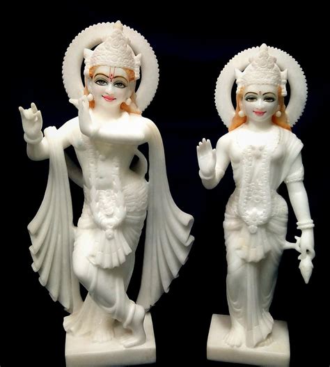 Plain Hindu White Marble Radha Krishna Statue Size Minimum 12 Inch At