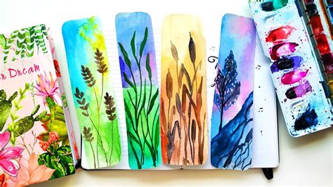 Simple Watercolor Bookmarks Painting 🌿 Diy 5 Minute Crafts Youtube