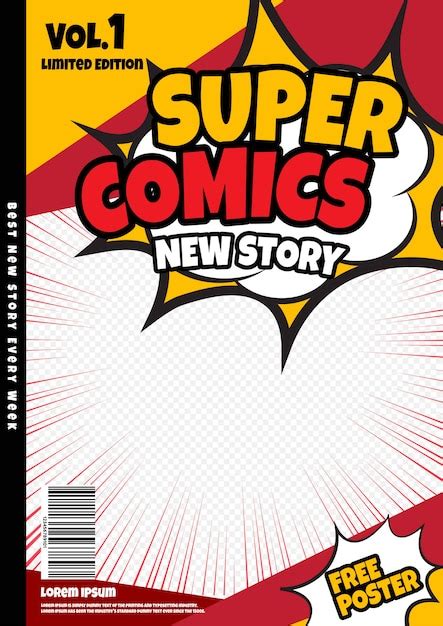 Comic Book Page Design Magazine Cover Premium Vector