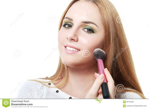 Woman Applying Blusher Stock Image Image Of Fashion 65104287