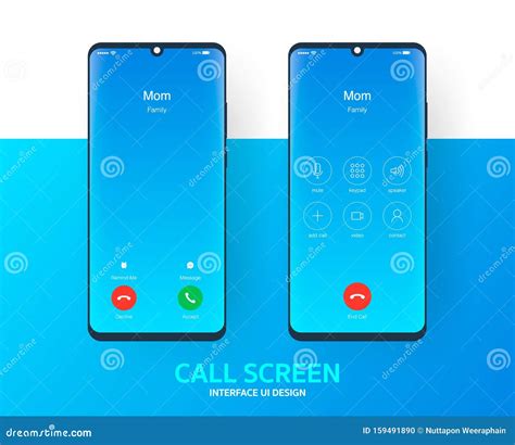 Call Screen Smartphone Interface Vector Template Mobile App Page Blue