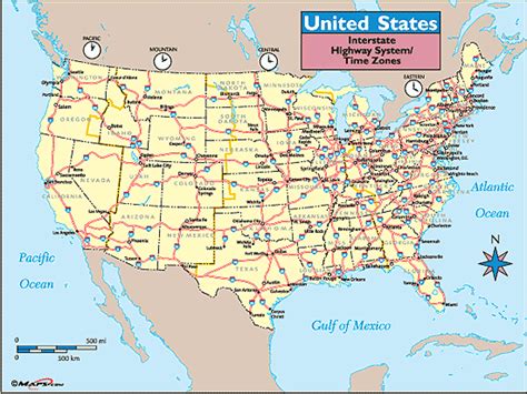 united states time zones interstate highways map by maps