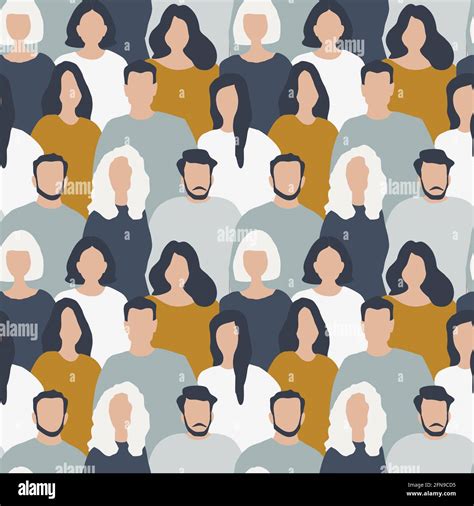 Crowd Seamless Background With Men And Women There Are Silhouettes Of