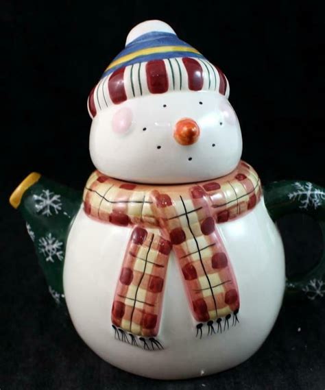 Sakura Snowman Individual Figural Teapot Wlid By Debbie Mumm Great