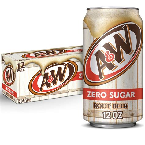 Aandw Root Beer Zero Sugar Soda 12 Fl Oz Cans 12 Pack