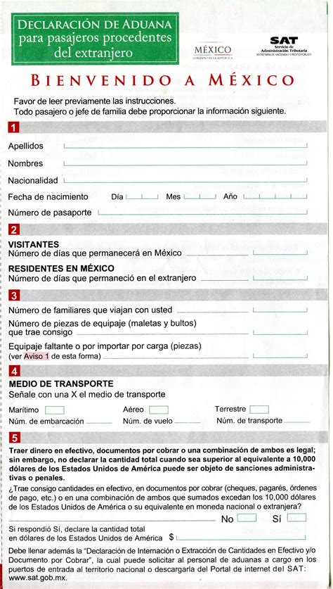 Printable Mexican Immigration Form You Will Be Required To