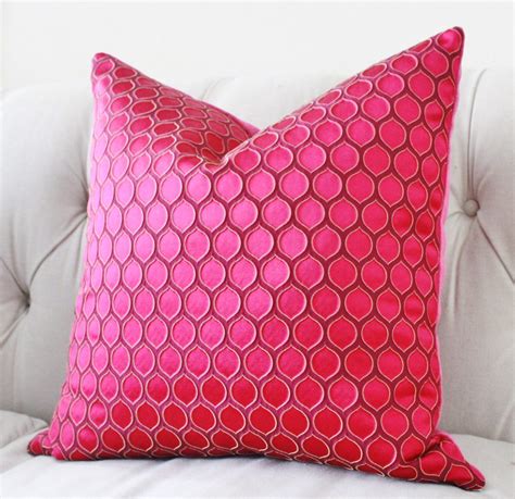 Pink Pillow Cover Raspberry Pink Geometric Pillow Fuchsia