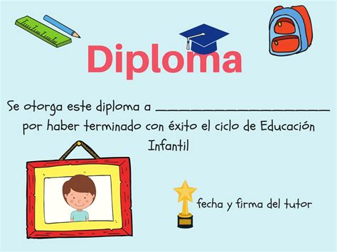 Colección de DIPLOMAS infantiles para fin de curso Editar e imprimir