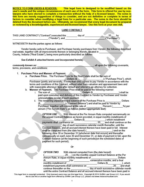 Land Contractindiana Legal Forms