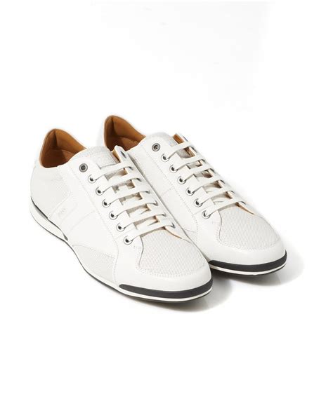 Boss Mens Saturn Low Leather Trainers White Sneakers