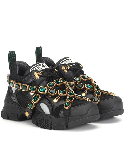 Gucci Flashtrek Embellished Sneakers In Black Lyst