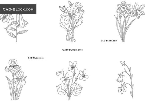 Flowers Cad Blocks Download Plants Autocad 2000 Format
