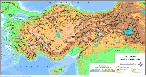 Türkiye nin Dağları Haritası Harita Fiziki coğrafya Ekonomik coğrafya