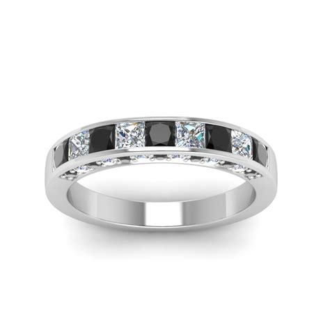 Channel And Pave Set Custom Wedding Band With Black Diamond In 18k