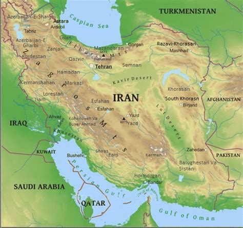 The Map Of Iran With The Main Mountains Ranges Plains Counties And