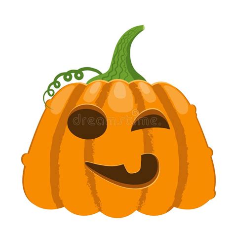 Cartoon Halloween Pumpkin Orange Pumpkins With Carving Scary Smiling