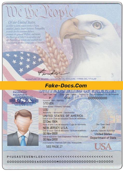 USA Passport Psd Template Fake Docs