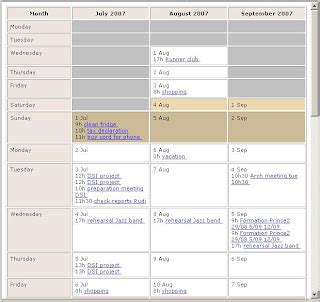 Niveauverleih: yearly calendar view for outlook