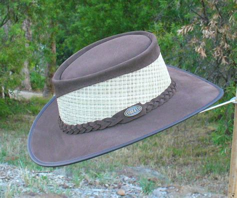 Brown Suede Leather And Mesh Australian Bush Hat Outdoors Etsy