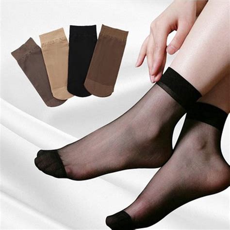 10 Pairs Women Ultra Thin Elastic Silk Girl Short Socks Ankle Low Cut Socks In Socks From