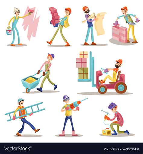 Construction Builders Or Workers Men Royalty Free Vector