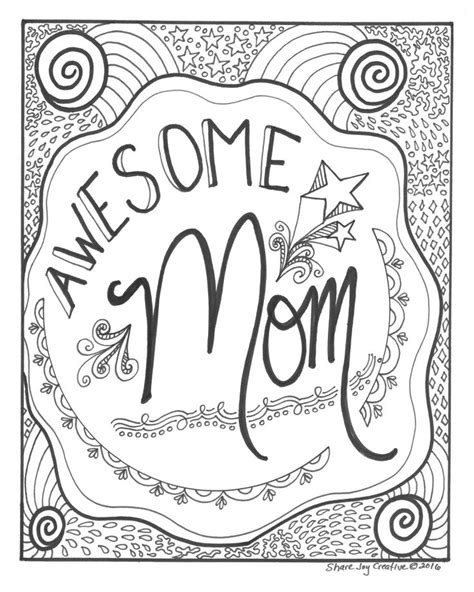 Awesome Mom Coloring Page by ShareJoyCreative on Etsy | Printables