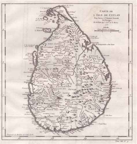 Sri Lanka Ceylon India Asia Island Map Card Engraving Copperplate