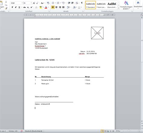 Mit der buchhaltungssoftware erstellst du selbst als gründer alle dokumente im. Lieferschein Vorlage für Office/Word - kostenlos