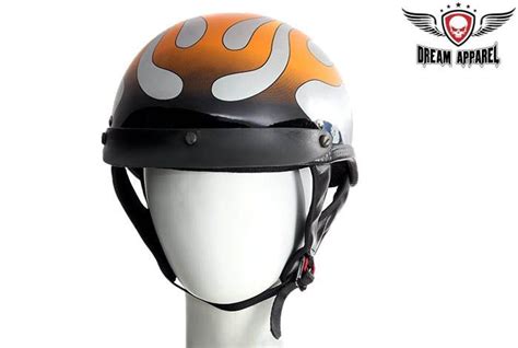 Dot Approved Chrome Motorcycle Helmet W Flames Graphic